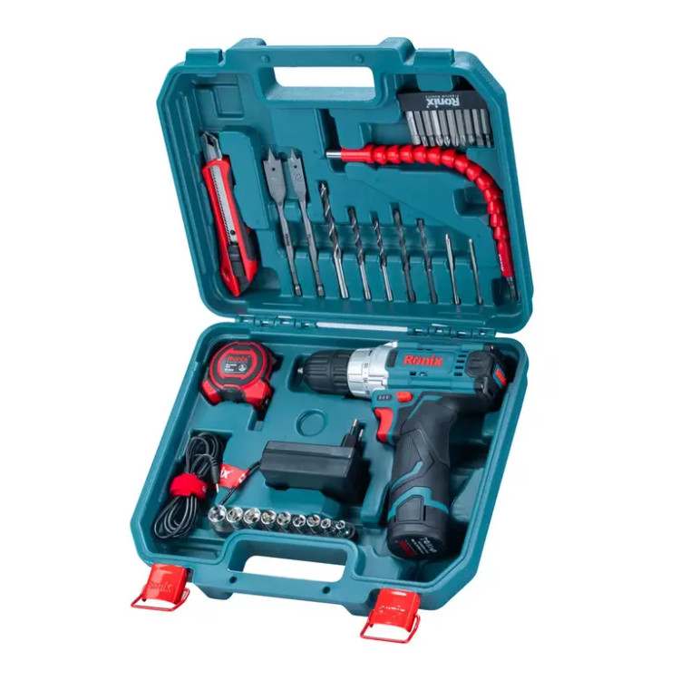 کیت دریل شارژی 12 ولت تک باتری 35 پارچه رونیکس مدل RS-8611