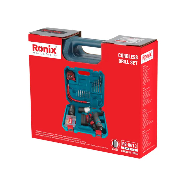کیت دریل شارژی 12 ولت 19 پارچه رونیکس مدل RS-8613