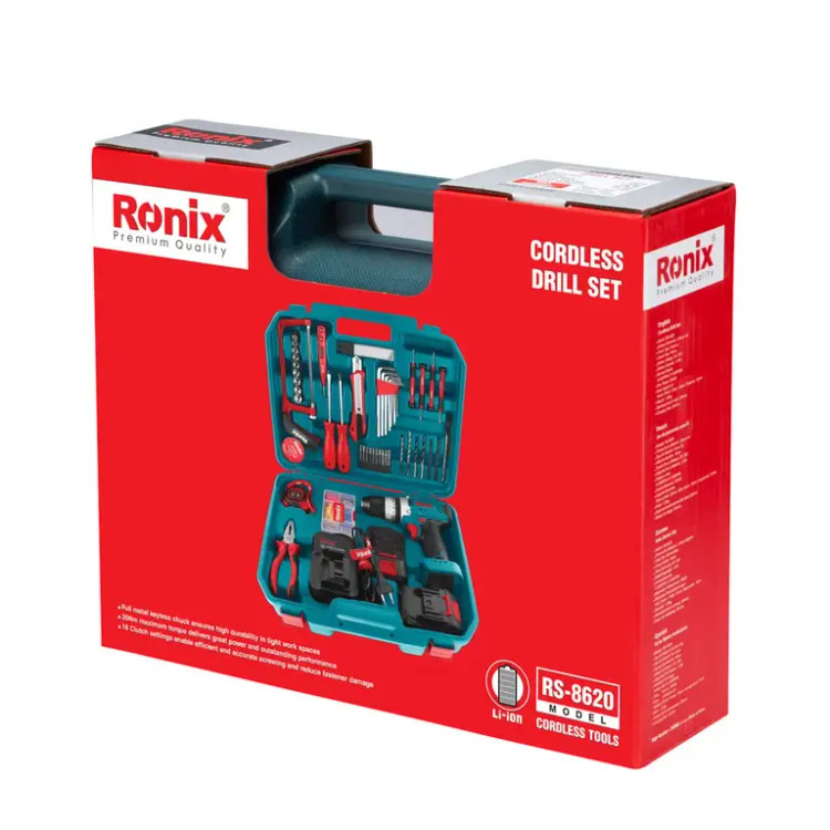 ست ترکیبی دریل شارژی 20 ولت 53 پارچه رونیکس مدل RS-8620